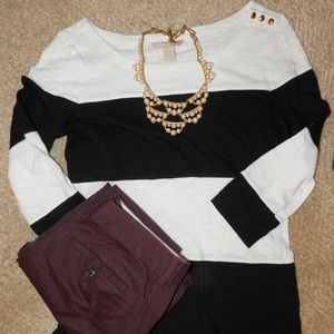 Banana Republic Black & White Striped Shirt